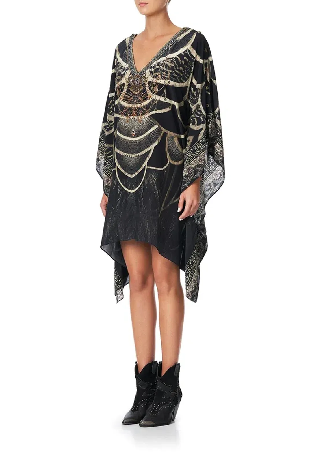 Camilla Kaftan W Button Up Sleeves Under A Full Moon Black Size 12 for rent on The Volte - main image