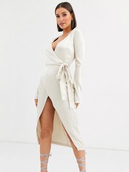Bec & Bridge sylvie wrap dress oyster size 10 for rent on The Volte - image 1