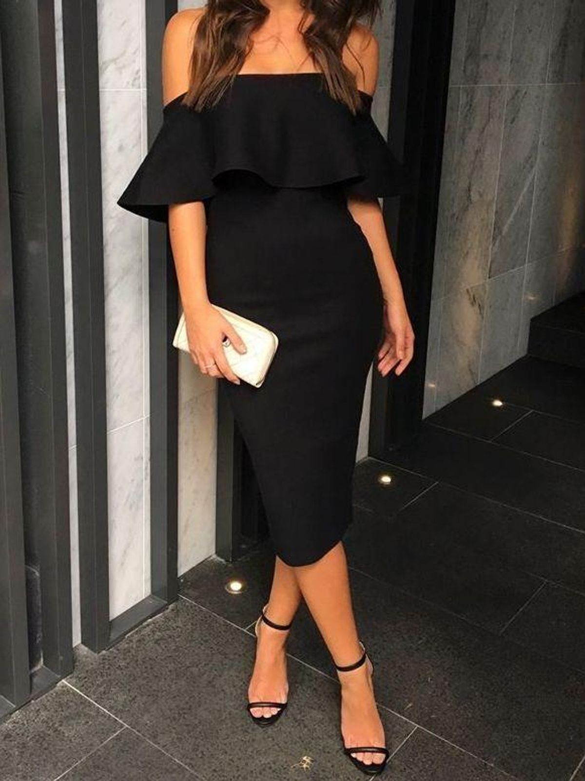 Sheike black dress off the shoulder size XS for rent on The Volte - main image