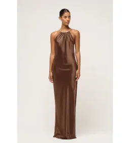 Michael Lo Sordo Lou Lou Gathered Bias Slip Maxi Dress Brown Size for rent on The Volte - image 1