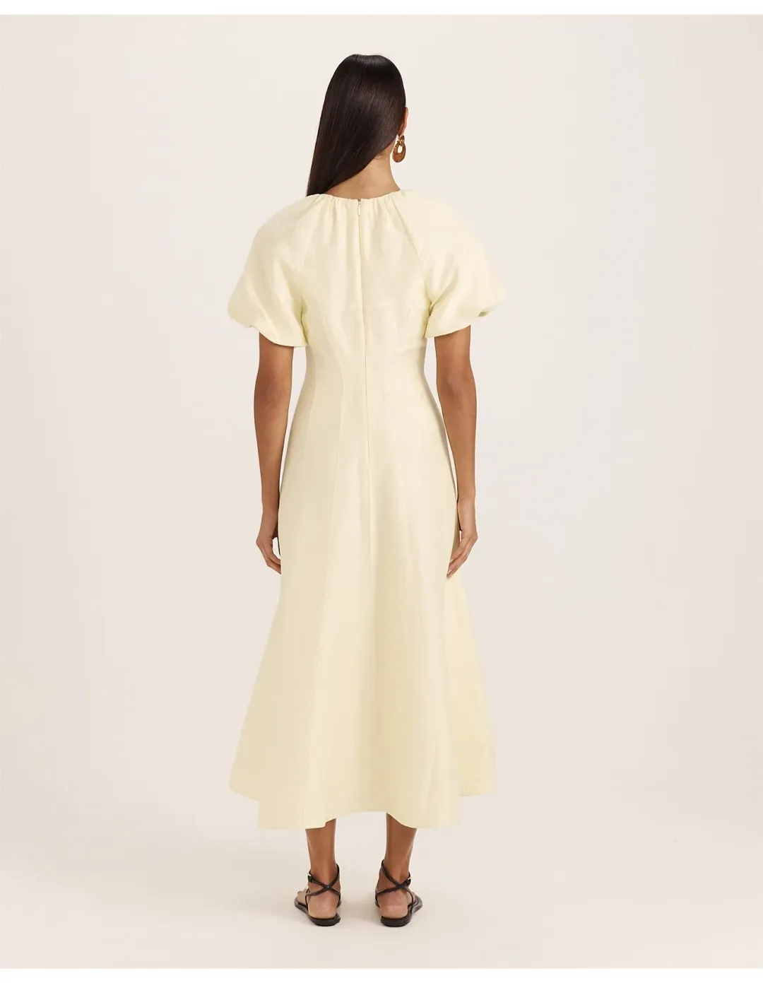 Saba Neve Linen Blend Panel Midi Dress Size 8 Limoncello for rent on The Volte - main image