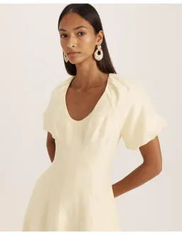 Saba Neve Linen Blend Panel Midi Dress Size 8 Limoncello for rent on The Volte - image 4