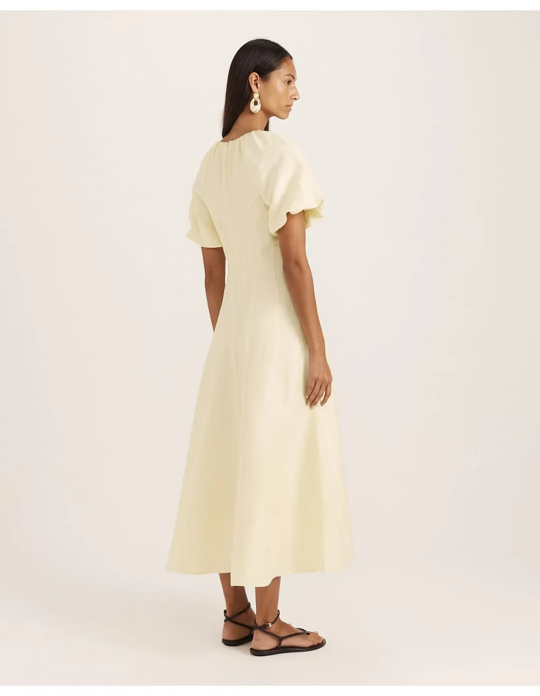 Saba Neve Linen Blend Panel Midi Dress Size 8 Limoncello for rent on The Volte - main image