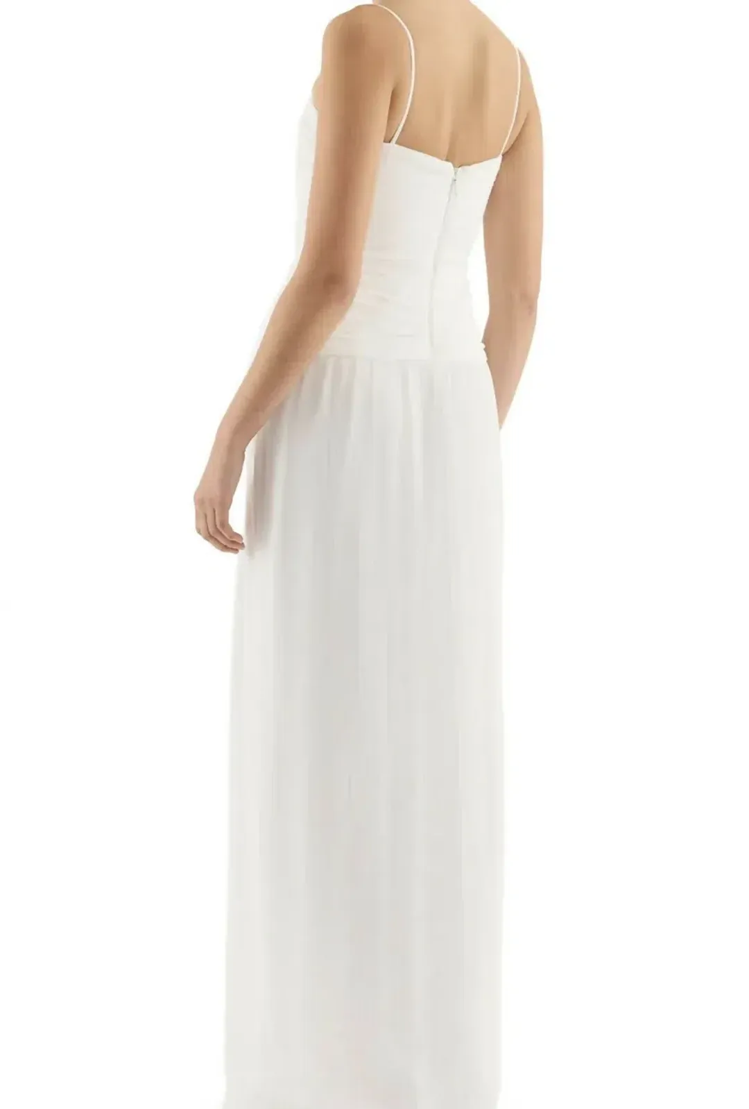 🤍BRAND NEW - REBECCA VALLANCE Guinevere Strap Gown- Size 12 – Ivory White Maxi Dress with Gold detail🤍 for rent on The Volte - main image