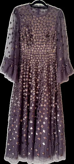 Needle And Thread Glisten Long-sleeve Sequin Woven Gown In Amethyst for rent on The Volte - image 1