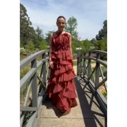 🤎 AJE Cleo Gown in Rust Brown - Size 16 - Ruffle Tiered Maxi Dress 🤎 for rent on The Volte - image 7