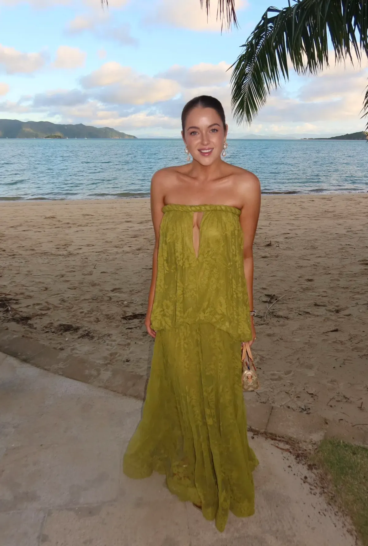 Zimmermann LUNA LACE BANDEAU GOWN Pistachio Size 1 (AU 10) for rent on The Volte - main image