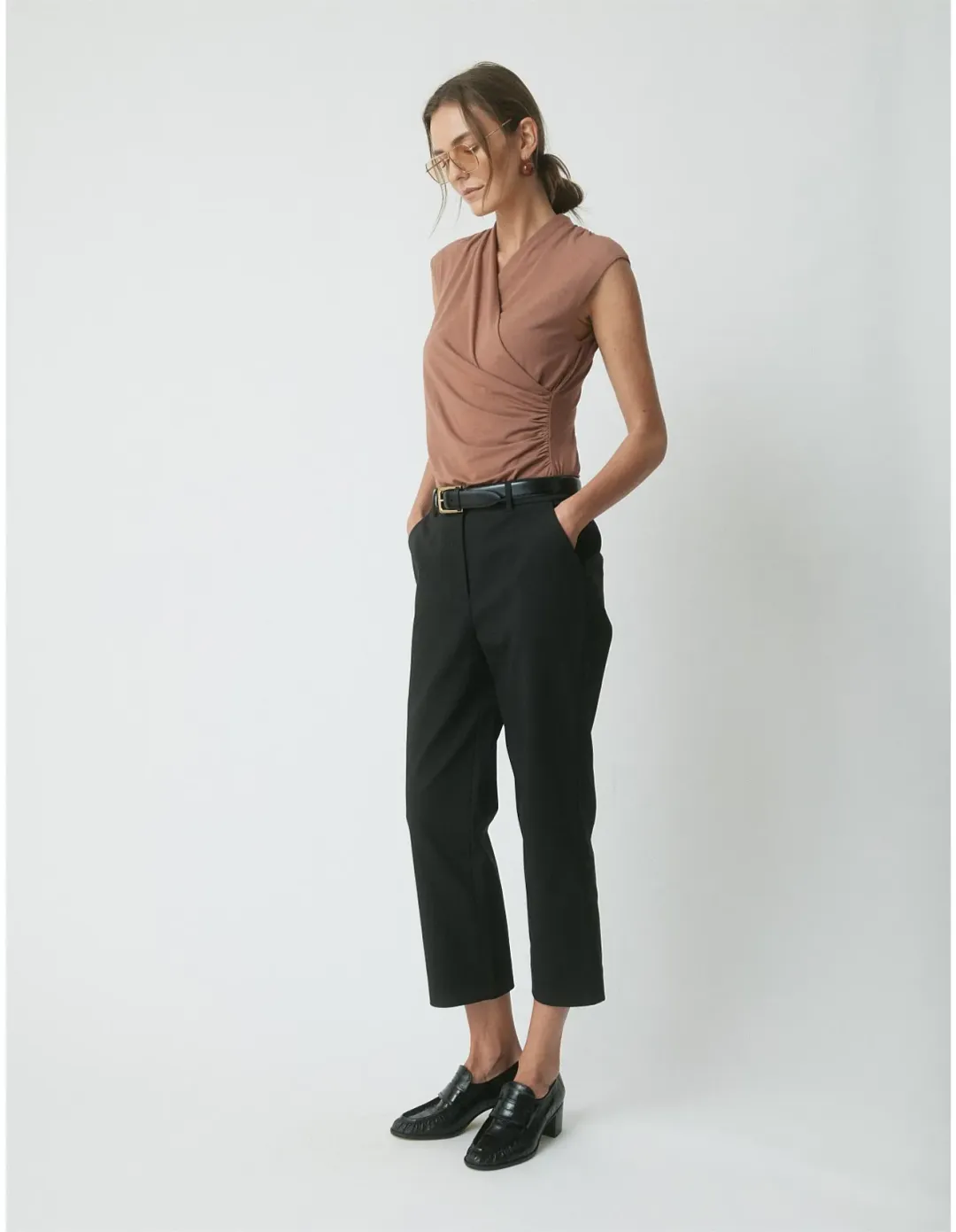 Perri Cutten Skyler Wrap Top Large Chestnut for rent on The Volte - main image