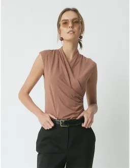 Perri Cutten Skyler Wrap Top Large Chestnut for rent on The Volte - image 1