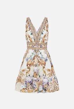 CAMILLA Shirred Waist Detail Mini Dress — Palazzo Play Date Size L  for rent on The Volte - image 3