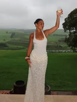 BENNI Ariel Maxi Dress In Ivory Shell Marshmallow | Size AU 8 for rent on The Volte - image 4