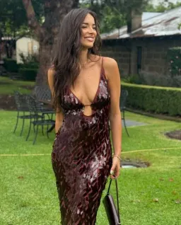 Misha Sapphire Gown Size S - Brown  for rent on The Volte - image 3