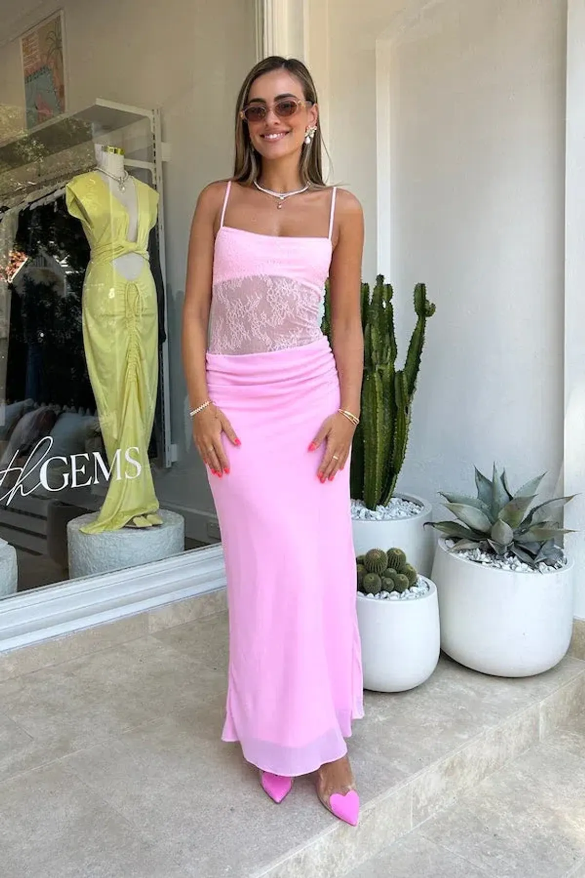 BENNI Gabriel Dress – Pink Sorbet - Size 8  for rent on The Volte - main image