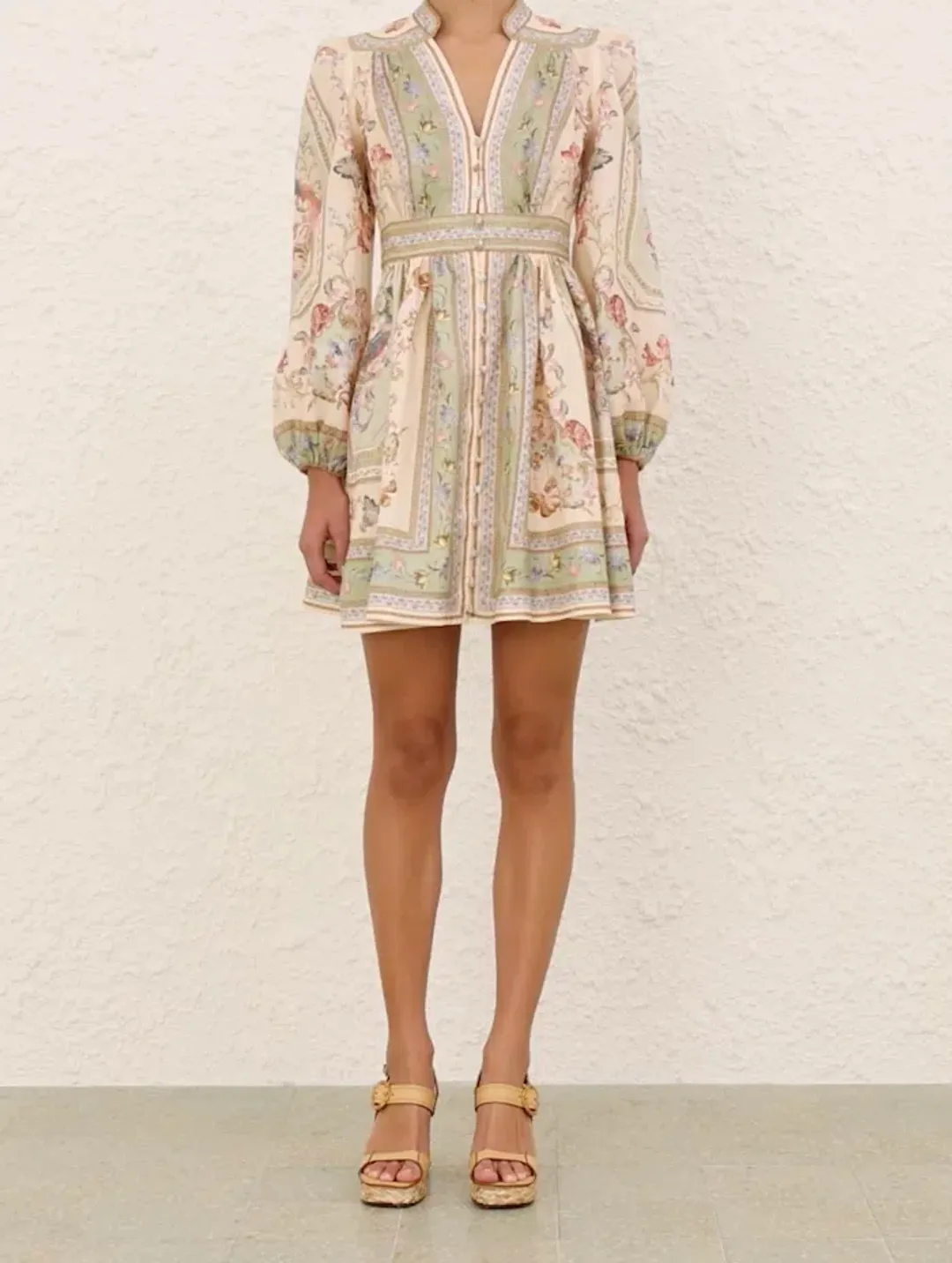 ZIMMERMAN ROSELIGHT PLUNGE MINI DRESS SZ 2 for rent on The Volte - main image