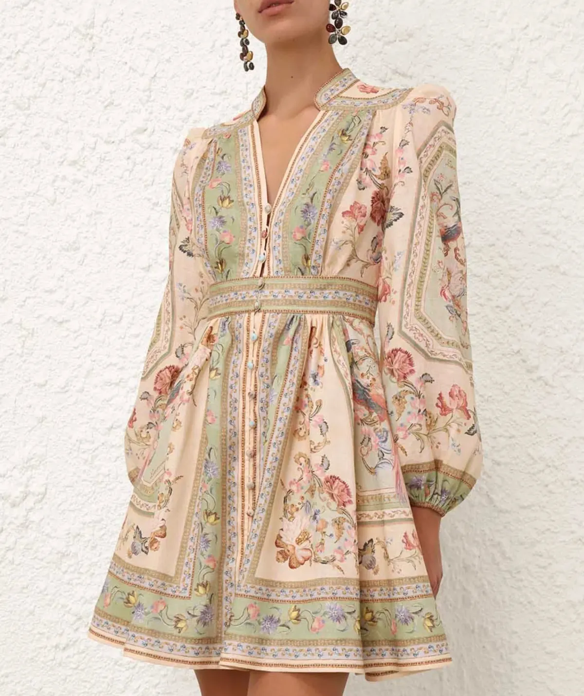 ZIMMERMAN ROSELIGHT PLUNGE MINI DRESS SZ 3 for rent on The Volte - main image