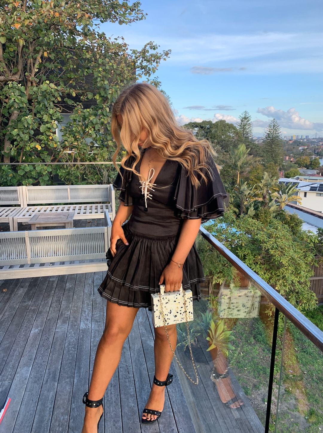 Aje Los Lunas Mini Dress Black Size 8 for rent on The Volte - main image