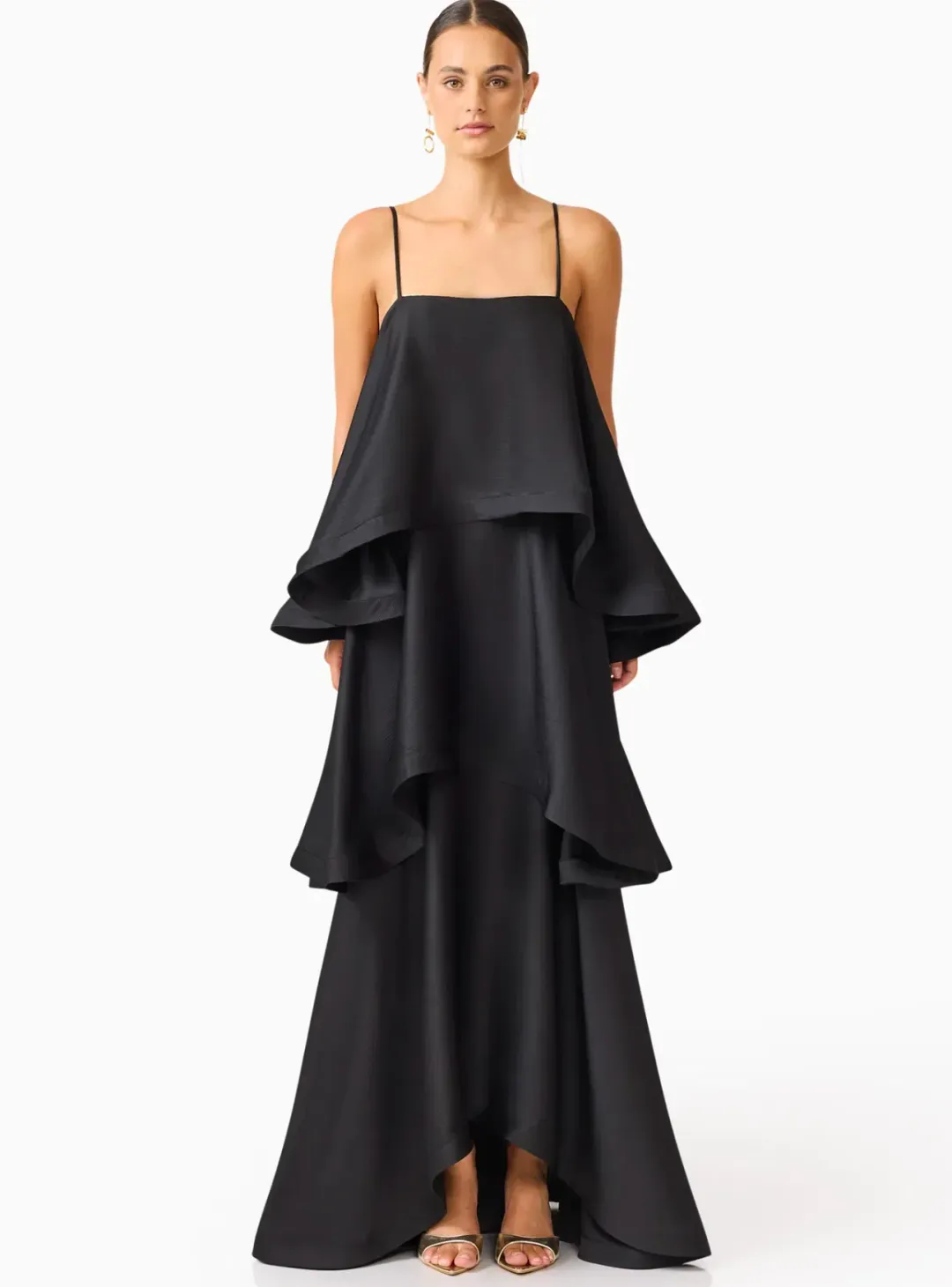 Elliatt Tilly Tiered Maxi Dress in Black sz 12 for rent on The Volte - main image