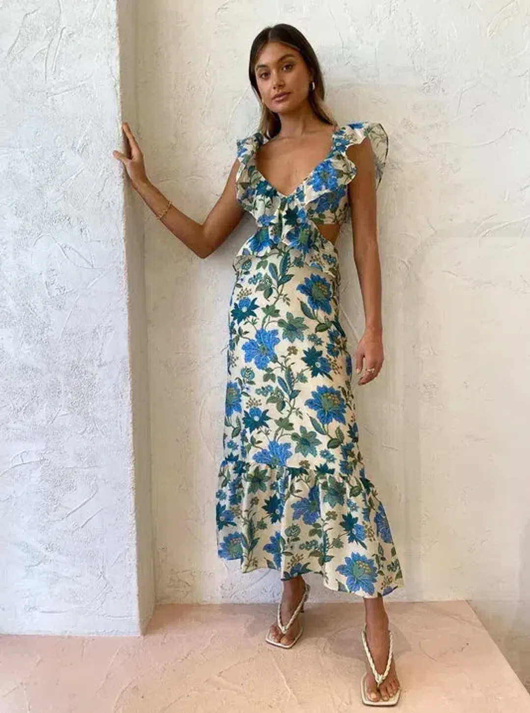 Sir the Label Celia Frill Midi Dress Marguerite Floral Print Size 3 / AU 12 for rent on The Volte - main image