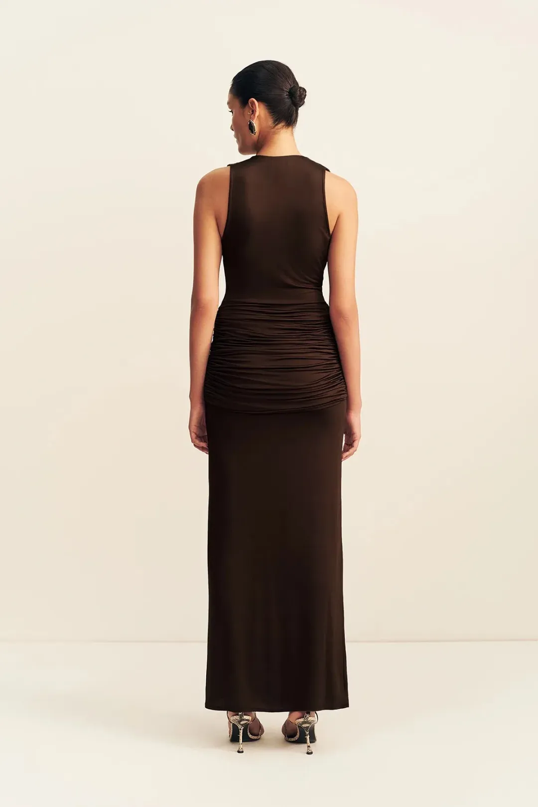 Miro slinky jersey plunged maxi dress | ristretto for rent on The Volte - main image