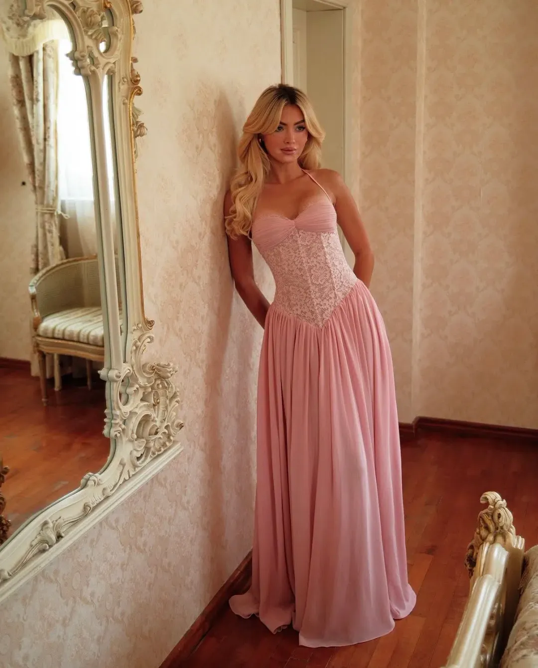 Fenity Faye Maxi Dress in Pink Size S for rent on The Volte - main image