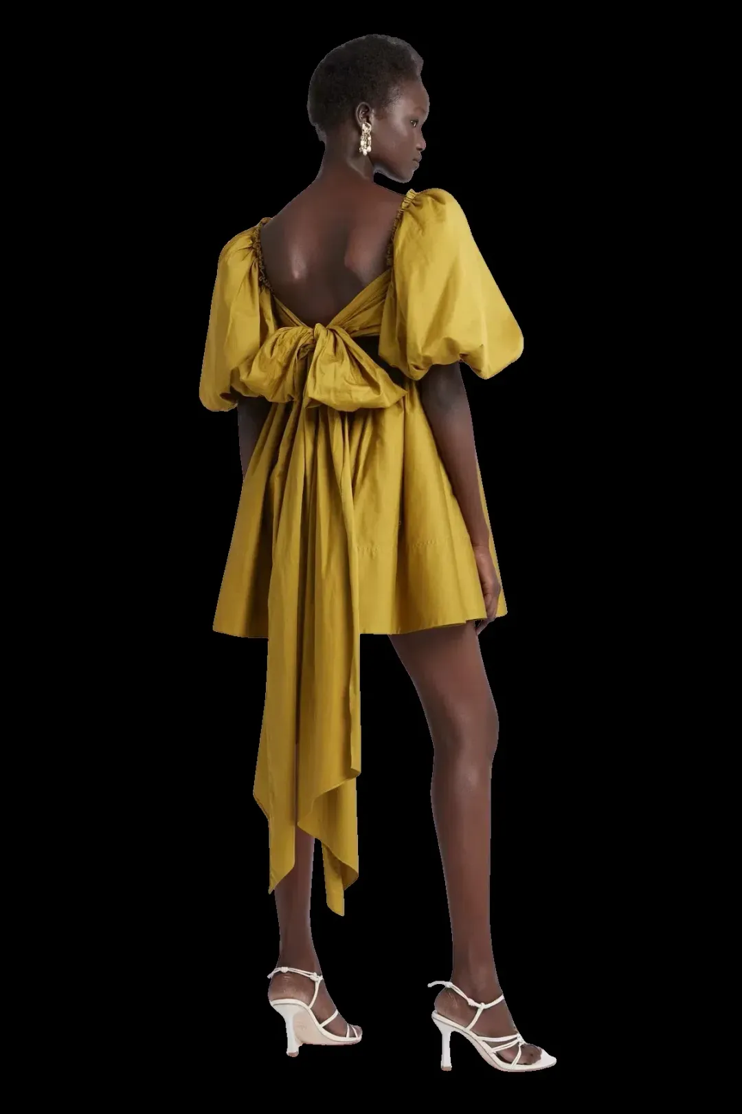 Aje Casabianca Puff Sleeve Mini Dress Olive Green Size 6 for rent on The Volte - main image