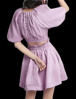 Aje Solitude Lilac Puff Sleeve Cut Out Mini Dress Purple Size 8 for rent on The Volte - image 2