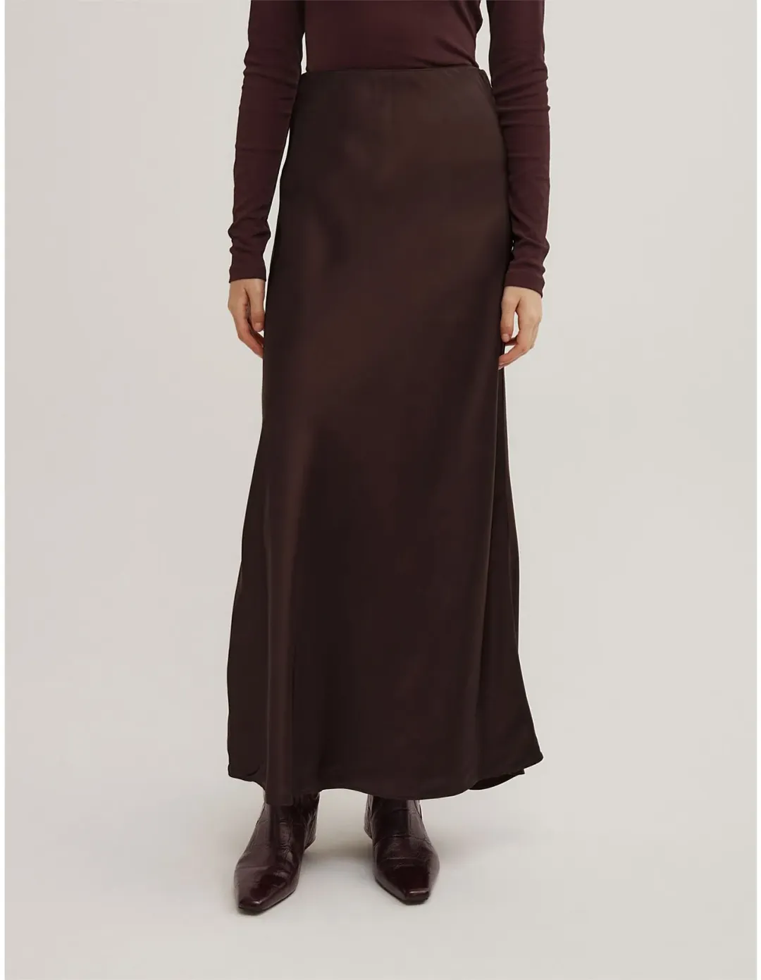 Witchery Bias Slip Skirt Size 14 AU Espresso for rent on The Volte - main image