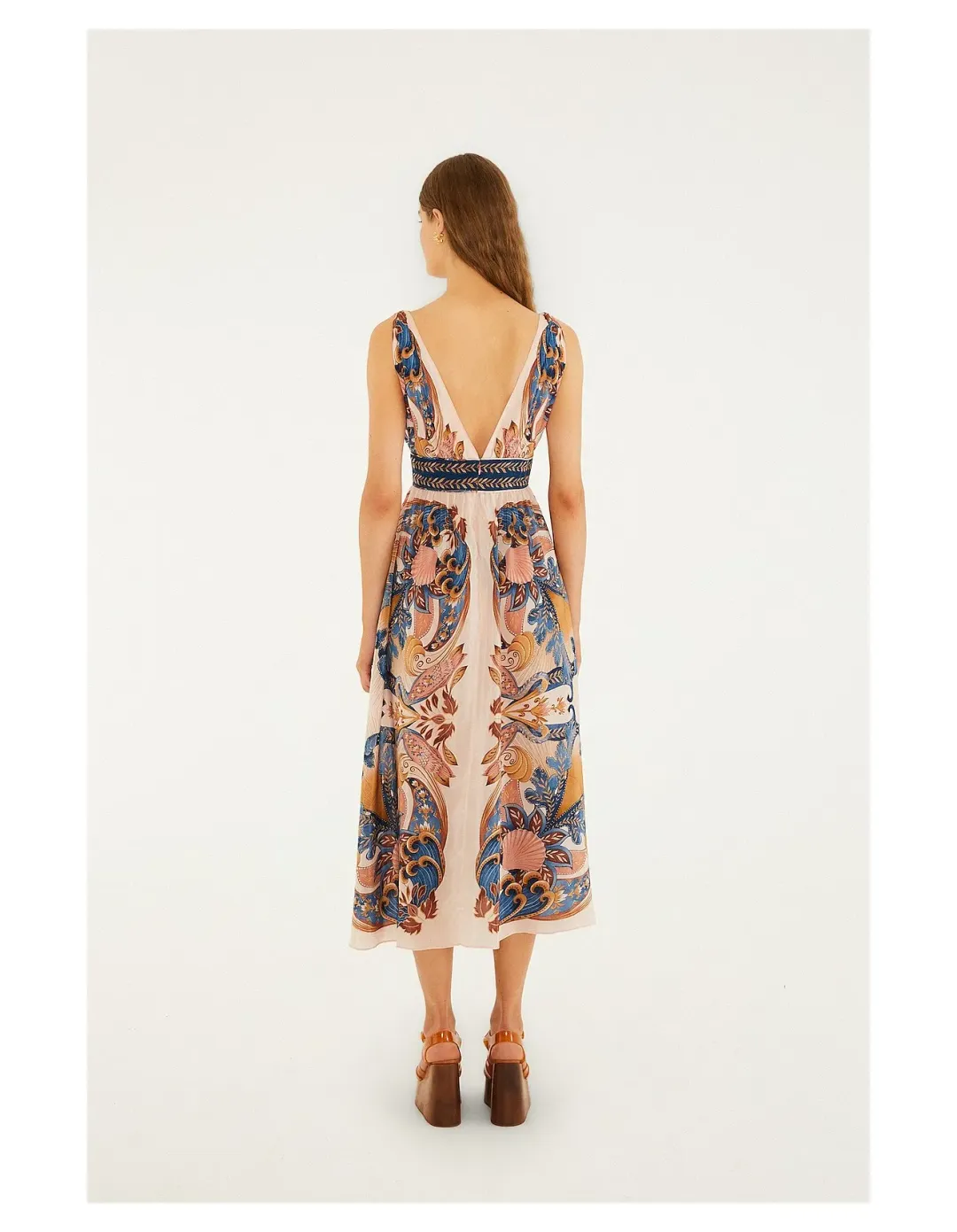 Farm Rio Garden Scarf Soft Pink Midi Dress Size L for rent on The Volte - main image