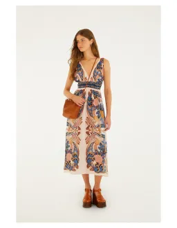 Farm Rio Garden Scarf Soft Pink Midi Dress Size L for rent on The Volte - image 1
