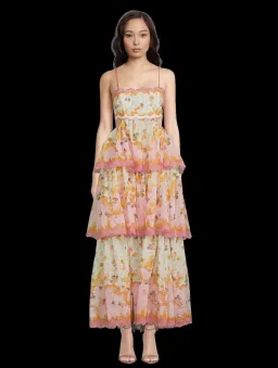 Zimmermann Laurel Frill Gown Maxi Dress Multi Size 0 / AU 8 for rent on The Volte - image 1