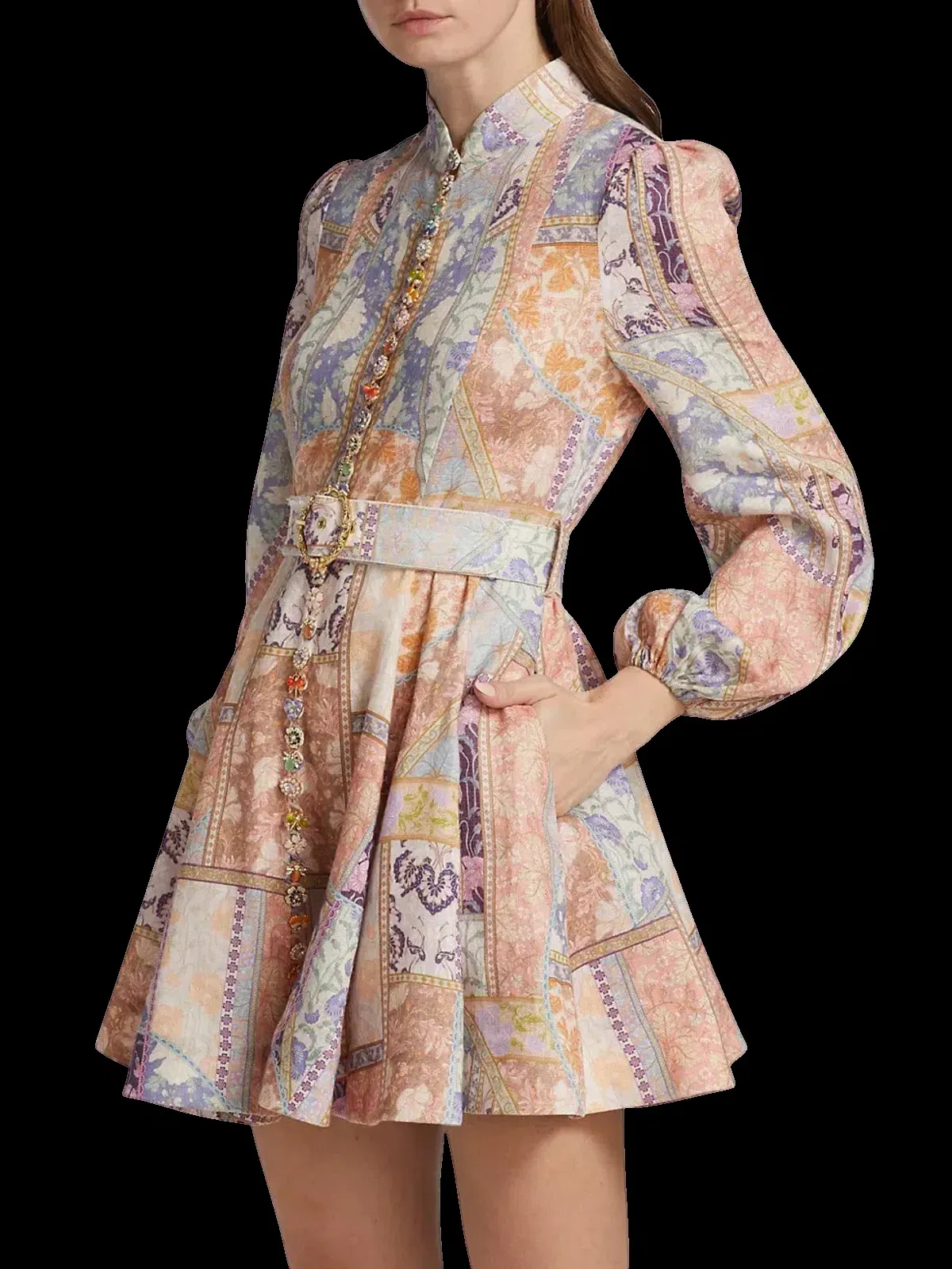Zimmermann Stargazer Kaleidoscope Buttoned Mini Dress Multi Size 0 / AU 6-8 for rent on The Volte - main image