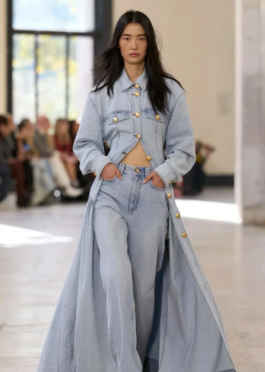 Aje NOA DENIM MAXI DRESS for rent on The Volte - main image