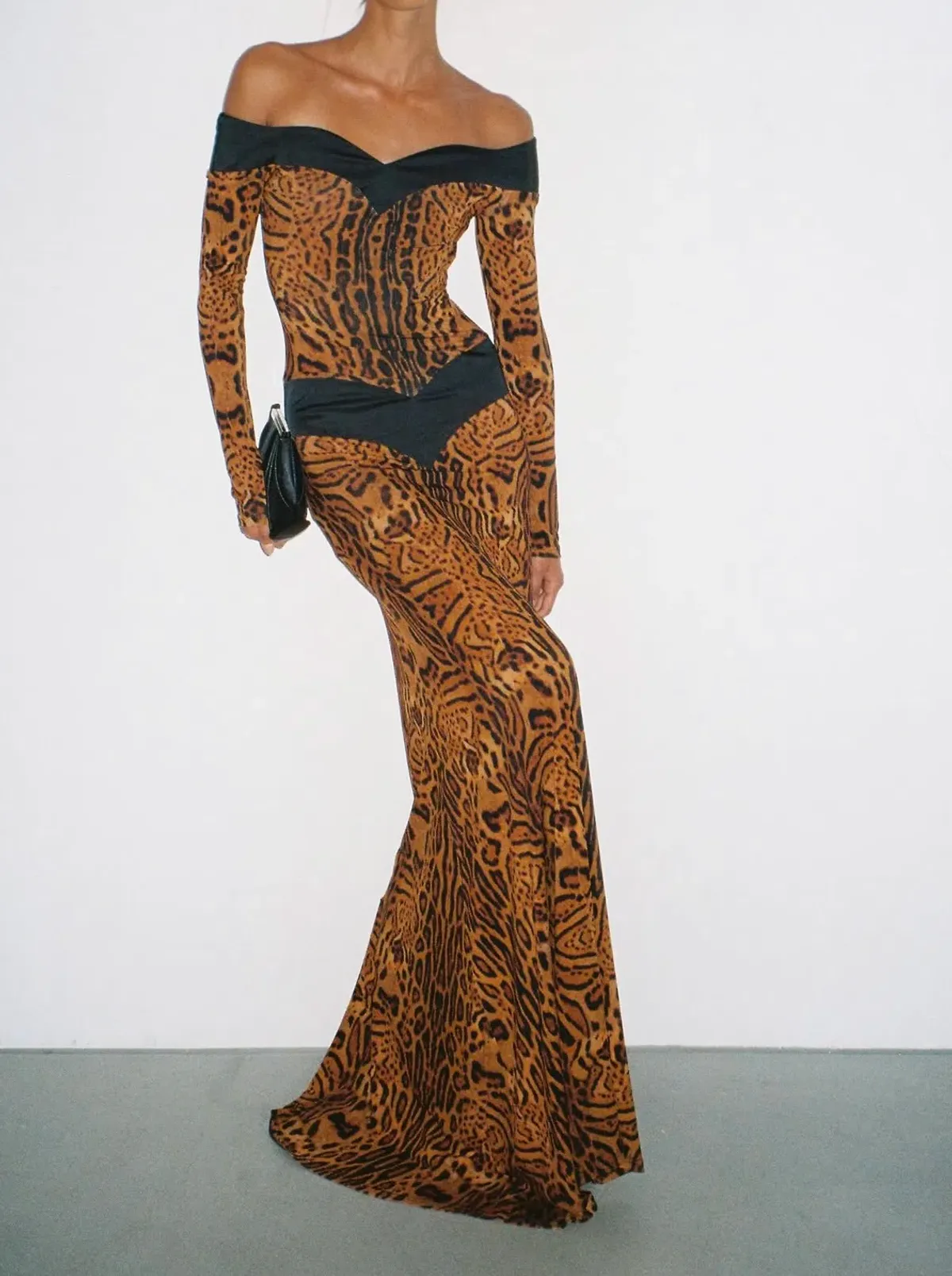 Ance Gria Octavia Long Sleeve Gown - Leopard Size M  for rent on The Volte - main image