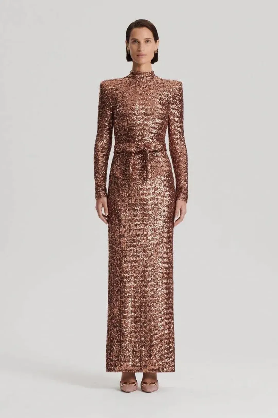 Scanlan Theodore sequin gown in Cinnamon size 8 for rent on The Volte - main image