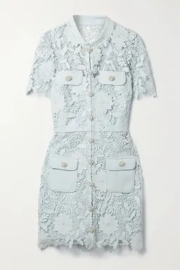 Self Portrait blue guipure lace mini dress- Size 6 for rent on The Volte - image 3