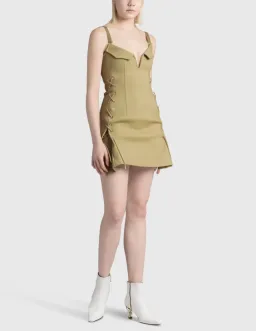 Dion Lee Laced Bonded Mini Dress in Sahara Size 8 for rent on The Volte - image 2