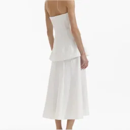 Self Portrait White Bandeau Crepe Midi Dress Size 10 for rent on The Volte - image 2