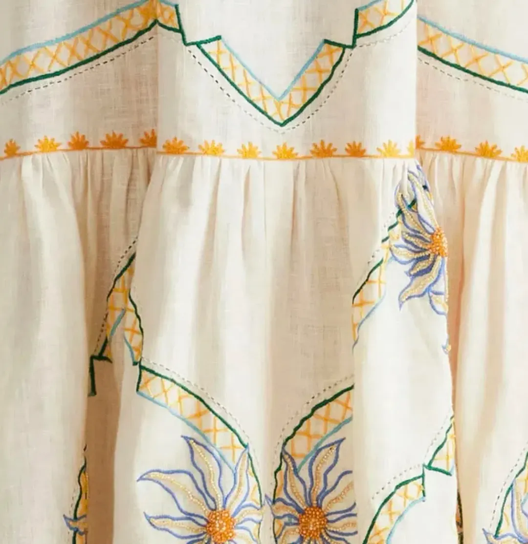 ANTIPODEON FLOWER SEEKER SUN DRESS IN SNOW DROP SIZE 8 for rent on The Volte - main image