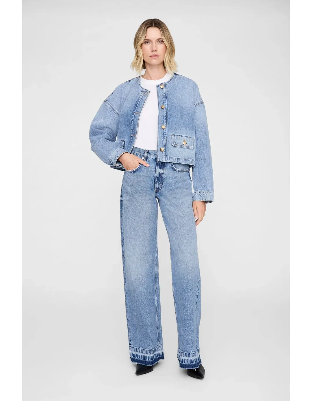 Anine Bing Lewis Straight Leg Jeans Size 28 Caspian Blue for rent on The Volte - main image