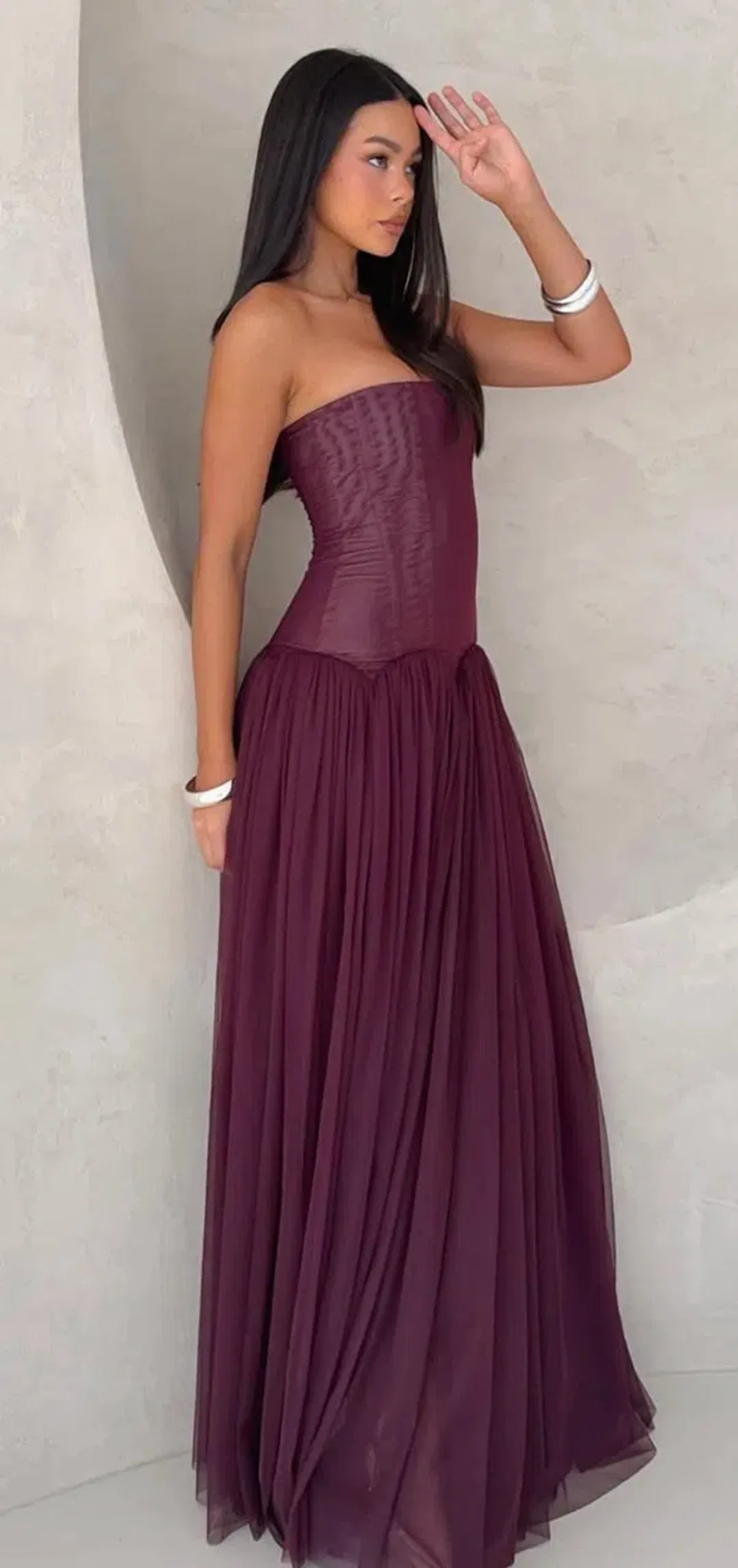 Magic muse dress in colour fig for rent on The Volte - main image