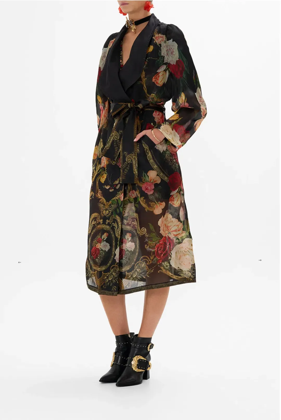 CAMILLA Magic In The Manuscripts Silk Duster | Luxury Resortwear & Event Hire Brisbane for rent on The Volte - main image