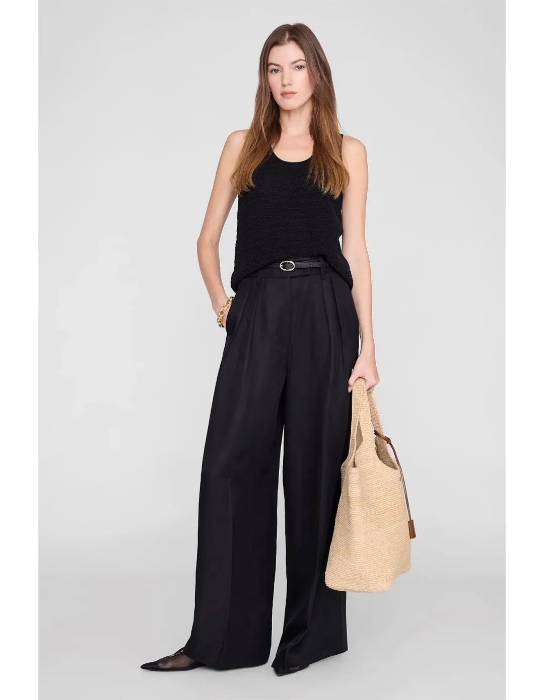 Anine Bing Lou Trouser Black Size 38 FR for rent on The Volte - main image