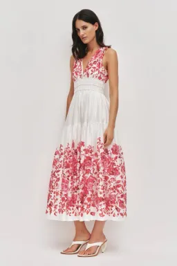❤️🌸Brand new AJE Casia Midi Dress - Size 14 - Red & White Floral Outfit 🌸❤️ for rent on The Volte - image 1