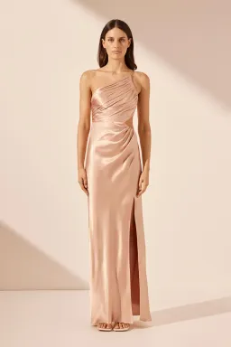 Shona Joy LA LUNE ASYMMETRICAL GATHERED MAXI DRESS - DESERT ROSE AU 6 for rent on The Volte - image 2