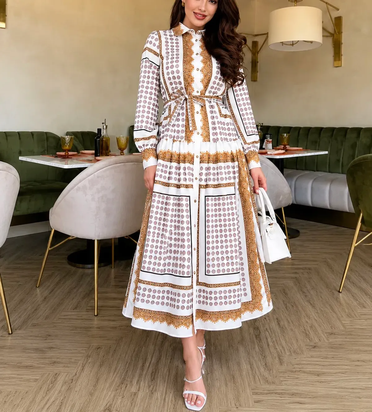 Zimmermann Dot Scarf Midi Shirt Dress Size 1 AU 10 for rent on The Volte - main image