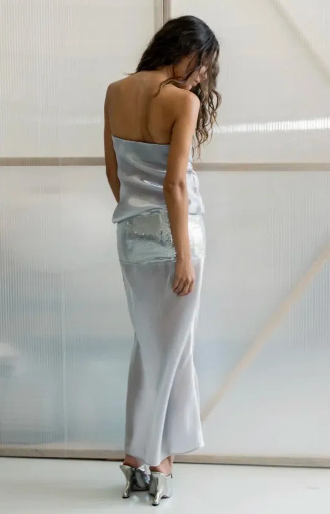 Mode Mischief Melt Max Dress XXS Silver for rent on The Volte - main image