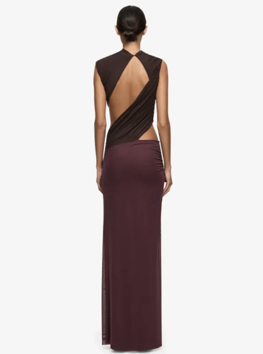 Bec & Bridge Conni Twist Maxi Dress Aubergine Dark Choc s6 for rent on The Volte - main image