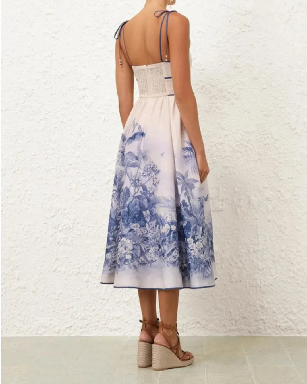 Zimmermann Wylie Picnic Midi Dress in Blue Floral Size 3 AU 14 for rent on The Volte - main image