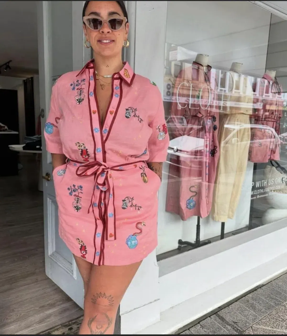 Alemais Timmy Embroidered Mini Dress in Pink Size 8 for rent on The Volte - main image
