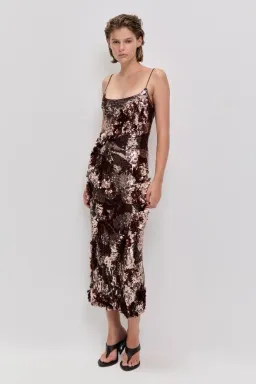 🤎 BRAND NEW AJE Halo Midi Sequin Dress – Size 8 - Chocolate Brown - Formal Outfit🤎 for rent on The Volte - image 6